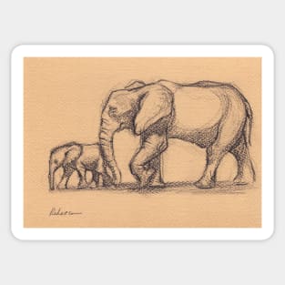 My Sweet Little Boy: Baby Elephant & Mama Pencil Sketch #15 Sticker